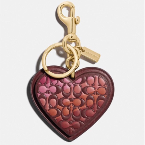 Coach Signature Heart Keychain Bag Charm - Picture 1 of 5